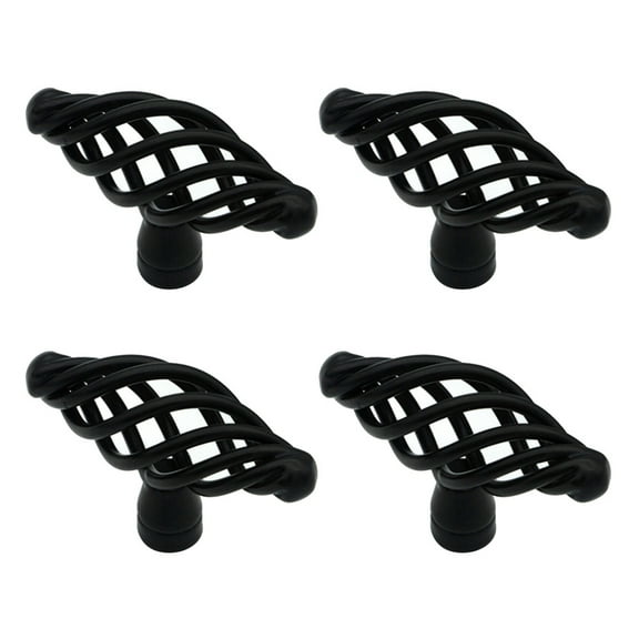 TUIBELYN 4pcs Alloy Door Knobs Nordic Bird Cage Design Pull Handle Creative Drawer Knobs Cabinet Door Handle Furniture Knob (Black)