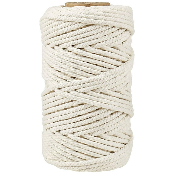 TUIBELYN 5mm Natural Cotton Rope for Macrame, Crafts, Knitting, Weaving & Projects, and Soft Cord for Use