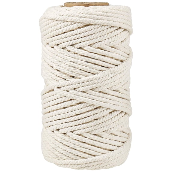 TUIBELYN 5mm Natural Cotton Rope for Macrame, Crafts, Knitting, Weaving & Projects, and Soft Cord for Use