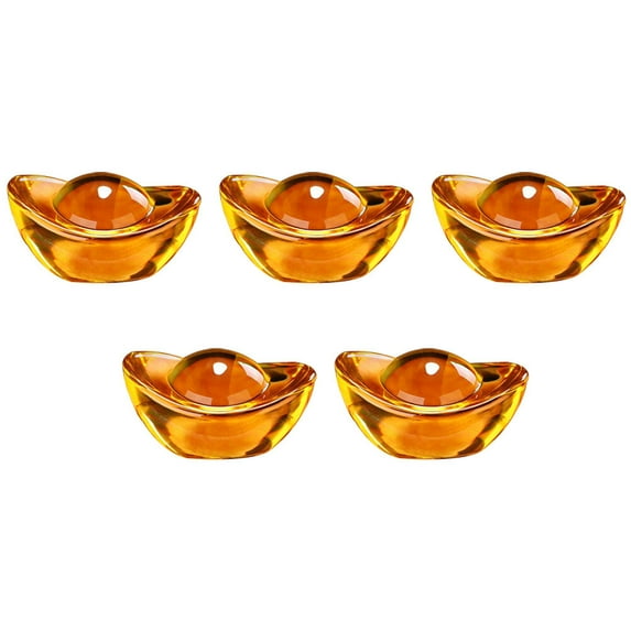 TUIBELYN 5pcs Citrine Ingot Statue for Wealth & Luck Decoration