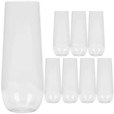 TUIBELYN 8 Clear Plastic Champagne Flutes Disposable Wine Glasses Bar Cups