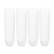 Mobutofu 4-Pack Small White Refillable Cosmetic Bottles with Leakproof Squeeze Tubes for Liquid Storage and Travel