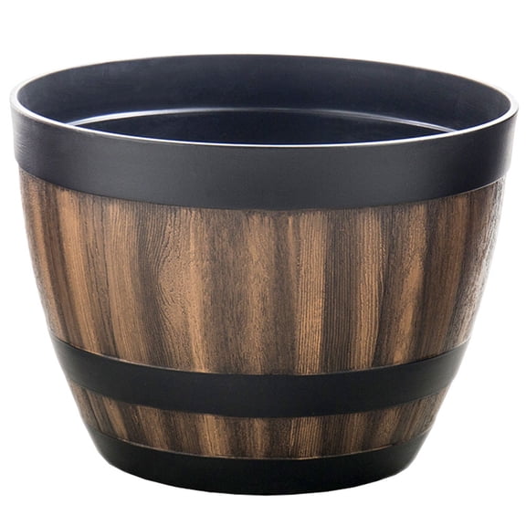 TUIBELYN Imitation Wooden Planter Vintage Large Capacity Plastic Flower Pot for Garden Yard
