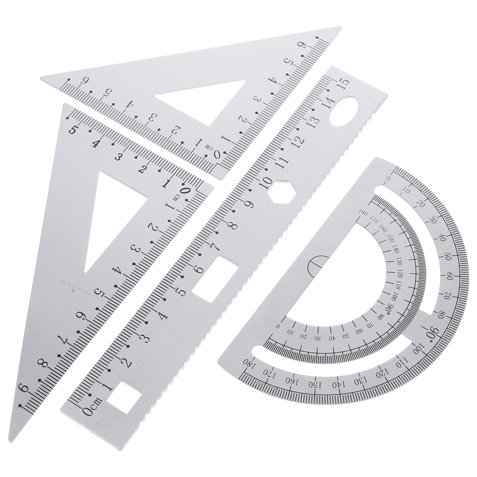 TUIBELYN Metric Ruler Set Metal Geometry Drafting Tool