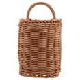 TUIBELYN Retro Hanging Rattan Wall Basket Wood Storage Organizer