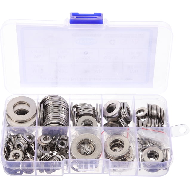 TUIBELYN Stainless Steel Lock & Flat Washer Kit for Screws & Bolts