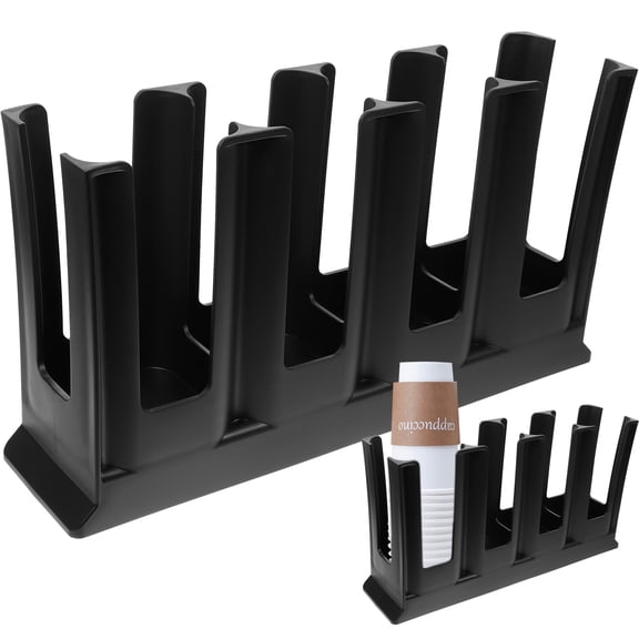 Mobutofu Black Plastic Cup Holder Rack for Paper Cups, Perfect for Cafe, Bar, Restaurant, and Home Use - 1 Set, 18.7 x 9.9 x 4.7 Inches