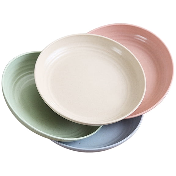 TUIBELYN Vintage Green Ceramic Dish Set 4-Piece Round Plates 23cm Kitchen Serving Tray