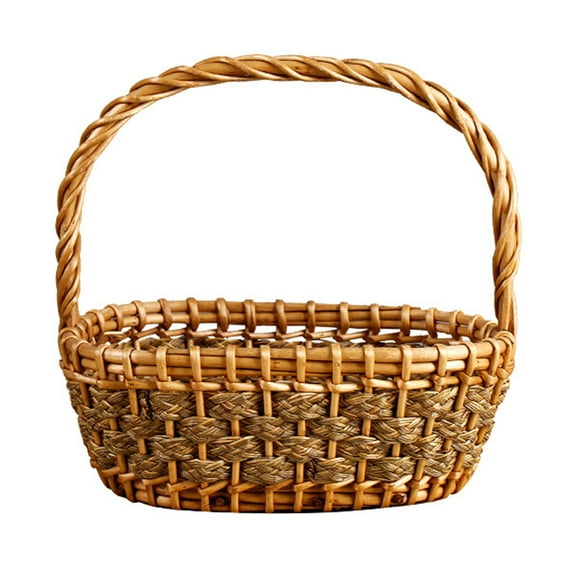 TUIBELYN Wicker Storage Basket with Handle - Rattan Vegetable Basket