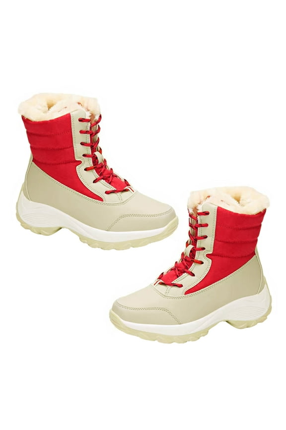 Furry Boots For Women Flat Boots Waterproof 1 Pair