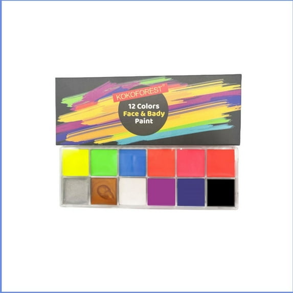 TUITOONM 12 Colors Glow Face Paint Set Fluorescent & Blacklight Reactive Makeup for Halloween, Christmas, Parties, Safe & Washable for Kids & Adults