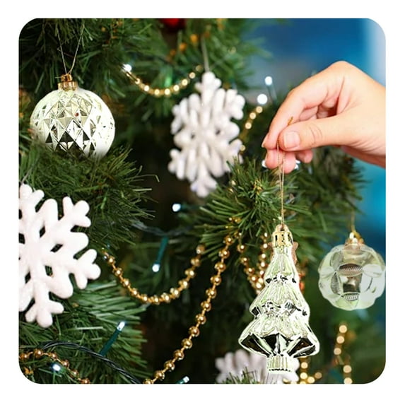 TUITOONM 18PCS Shaped Balls Square Boxed Christmas Balls Pendant Sets Upgrade Shatterproof Christmas Tree Decorative Props for Festival Wedding Home Party Supplies Winter Decoration