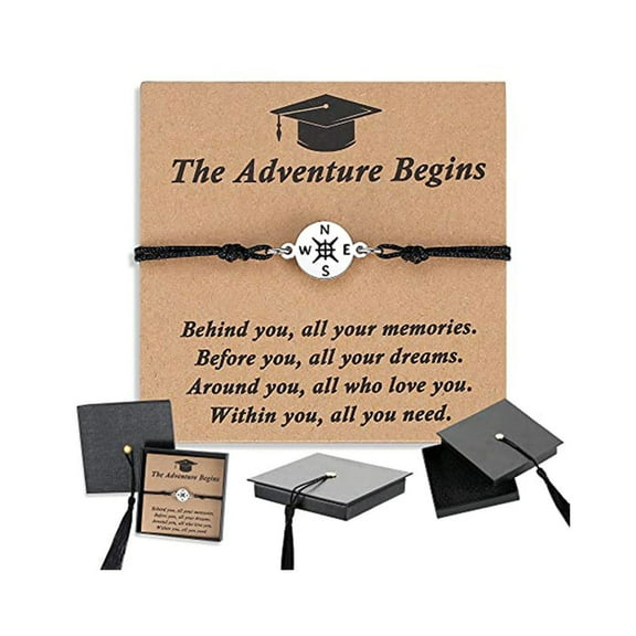 Diceymbol 2025 Graduation Bracelet Gift Set Adjustable Woven Keepsake with Inspirational Card, Premium Cap Box Packaging for High School & College Grads