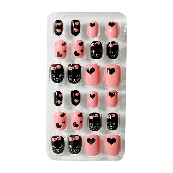 TUITOONM 24 Bags Of Wearable Nails, Children's Finished Press-On Nail Set, Assorted Sizes, ABS Material for Safe & Easy DIY Manicures, Perfect for Parties & Everyday Fun