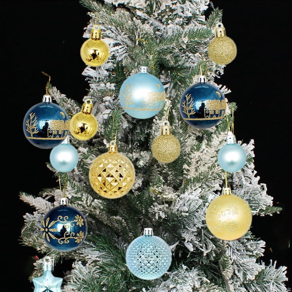 TUITOONM 24PCS Circle Christmas Balls Pendant Upgrade Shatterproof Christmas Tree Decorative Props for Festival Wedding Home Party Supplies Winter Decoration