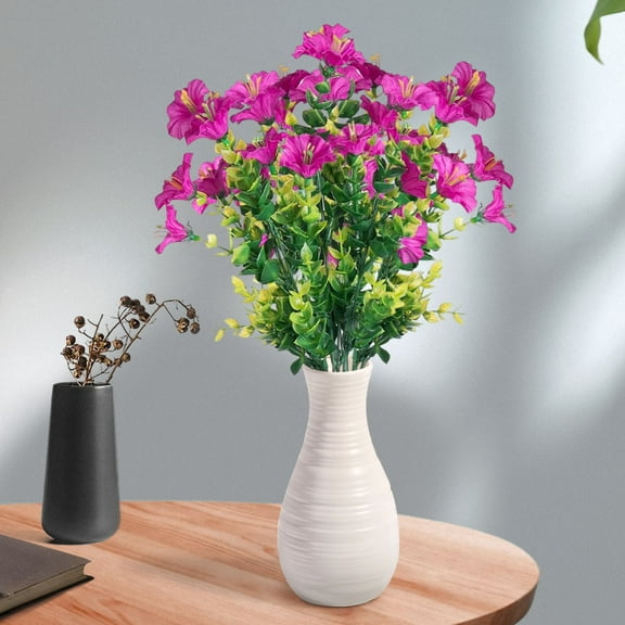 TUITOONM 2Pcs Simulated Flower Water Grass Plastic Spring Grass Violet Finished Silk Printed Small Artificial Flower Decoration Real-Touch Bouquets, No-Fade Color, Instant Spring Accent for Home