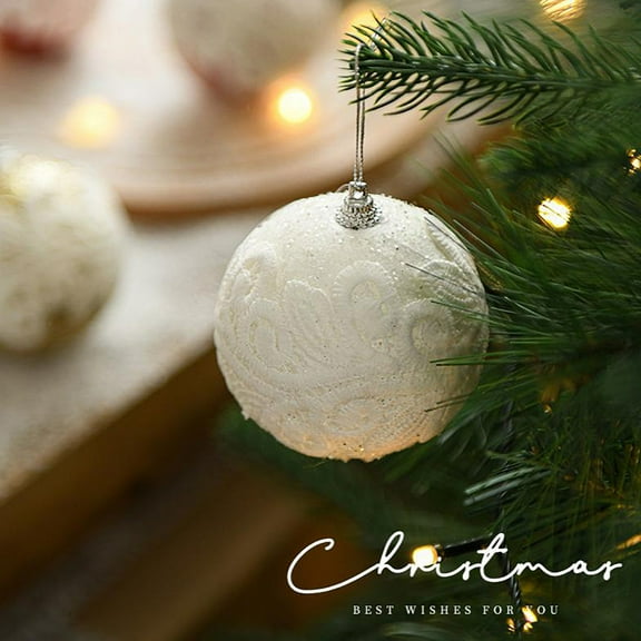 TUITOONM 3.15" Luxury Lace Christmas Balls Shatterproof Christmas Tree Decorative Pendant Props Festival Home Party Supplies Winter Decoration