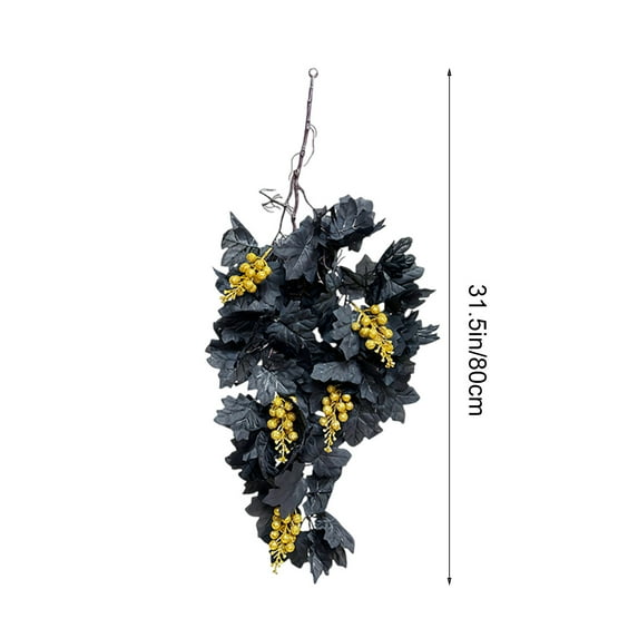 TUITOONM 31.5" Black Faux Maple Leaf Hanging Unique Dark Fall Garland for Wall, Door & Table Decor Ultra-Realistic Texture