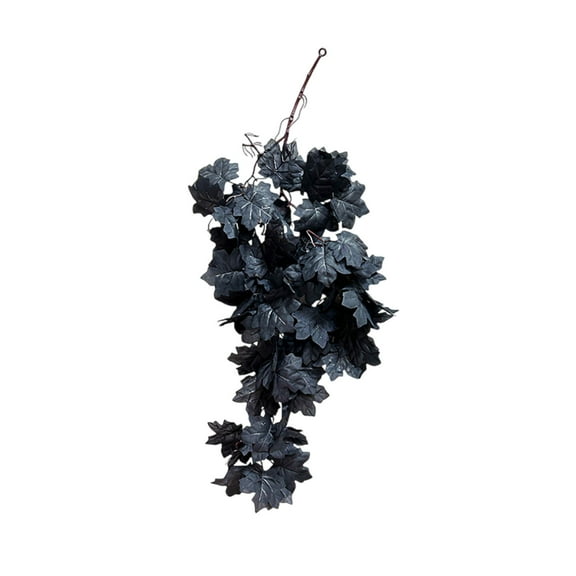 TUITOONM 31.5" Black Faux Maple Leaf Hanging Unique Dark Fall Garland for Wall, Door & Table Decor Ultra-Realistic Texture