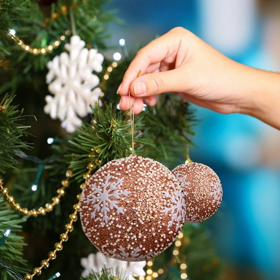 TUITOONM 6PCS Colorful Round Christmas Balls Pendant Sets Upgrade Shatterproof Christmas Tree Decorative Props for Festival Wedding Home Party Supplies Winter Decoration