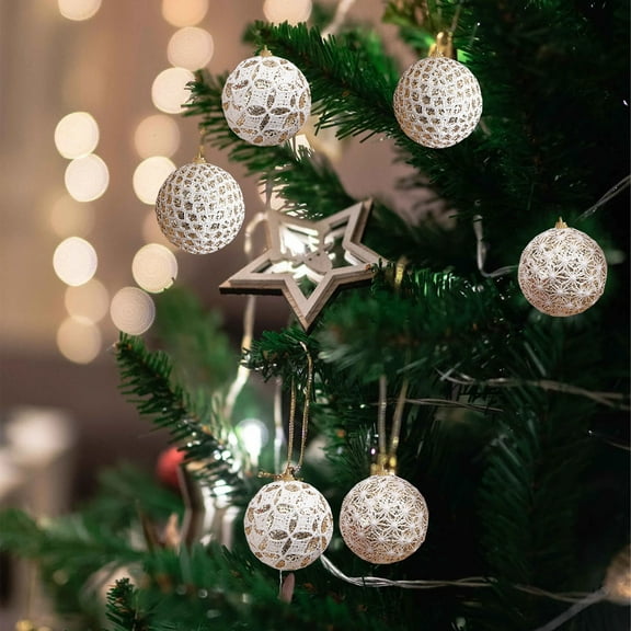TUITOONM 9pcs Lace Ball Pendant Christmas Balls Ornaments Sets Upgrade Shatterproof Christmas Tree Decorative Props for Festival Wedding Party Decoration