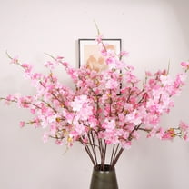Diceymbol Artificial Cherry Blossom Branches 42.13in Realistic Silk Sakura Flowers for Weddings, Home & Event Decor, Pink/White Faux Floral Arrangements