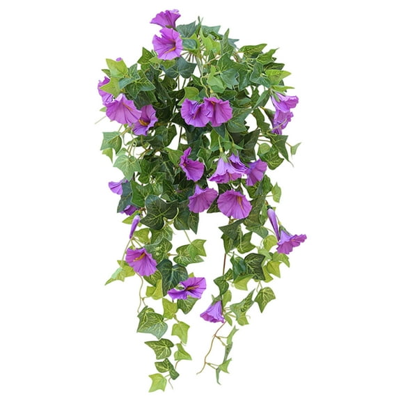 TUITOONM Artificial MorningGlory Wall Hanging Decor, 1 Bunch Petunia Vine with 23 2.1" Heads, 25.8" Long Faux Flower Accent, Choose Pink, Purple or White for DIY Backdrops, Café Windows