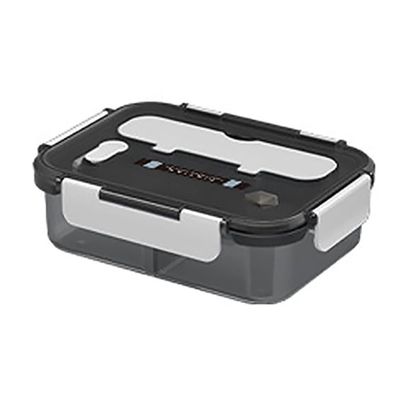 TUITOONM Beige 3-Compartment Large Capacity Bento Box with Locking Lids, PP Material Separated Food Storage Container with Cutlery Holder, Microwave-Safe Lunch Box for Meal Prep 50.72oz