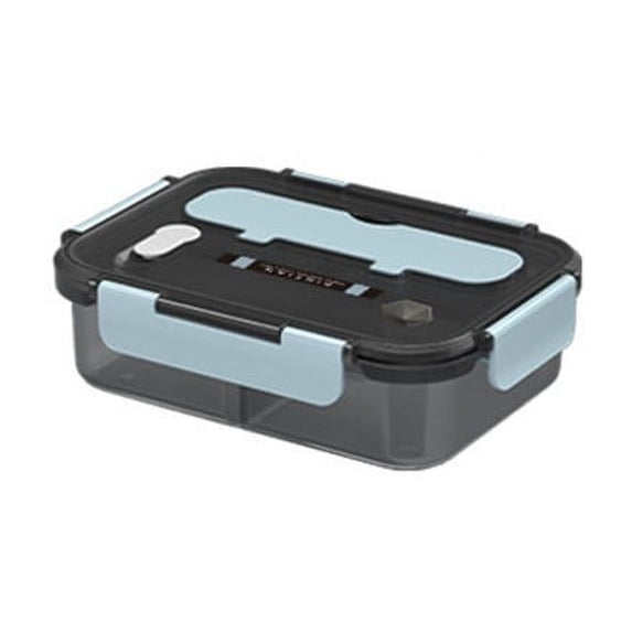 TUITOONM Blue 3-Compartment Large Capacity Bento Box with Locking Lids, PP Material Separated Food Storage Container with Cutlery Holder, Microwave-Safe Lunch Box for Meal Prep 50.72oz