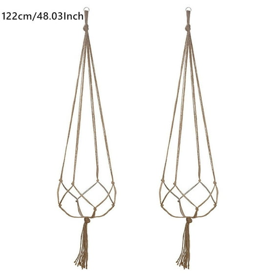 TUITOONM Bohemian Wall Hanging Planters 41" & 48"/ Double Set with Reinforced Wooden Hooks, Lightweight Airy Home/Office Greenery Display