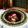 thumbnail image 1 of TUITOONM Christmas Dachshund Gift Mat Christmas Circular Carpet Stereoscopic Visual Effect Entrance Door Mat Christmas Decoration Floor Mat Bathroom Absorbent Nonslip Mat Size 15.75in, 1 of 8
