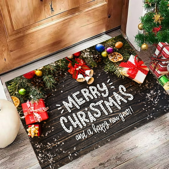 TUITOONM Christmas Door Mat Holiday Decoration Floor Mat for Front Door Entrance Carpet Non-Slip Rugs Kitchen Doormat Indoor Outdoor Home Christmas Festival Decorations
