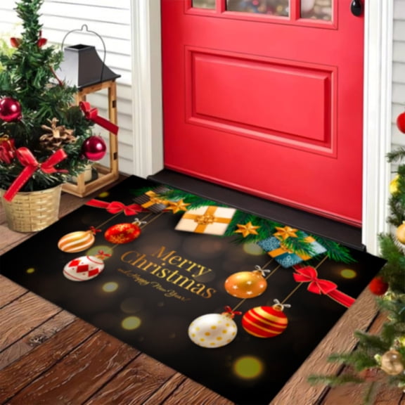 TUITOONM Christmas Door Mat Holiday Decoration Floor Mat for Front Door Entrance Carpet Non-Slip Rugs Kitchen Doormat Indoor Outdoor Home Christmas Festival Decorations