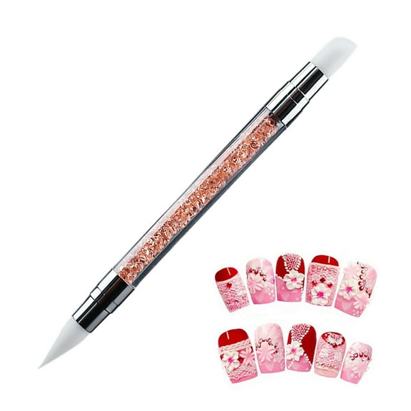 TUITOONM Dual-Ended Silicone Nail Brush Professional Dotting & Carving Tool for Gel/Acrylic Nails, 5in Ergonomic Design with Protective Cap, Salon-Grade Art Pen