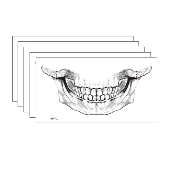 TUITOONM Funny Halloween Teeth Stickers 5-Pack Temporary Face Tattoos for Makeup, Safe & Removable with Bold Festive Designs