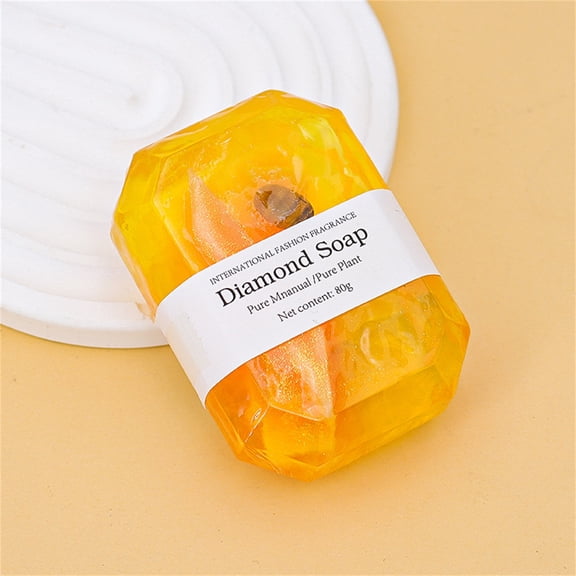 TUITOONM Gemstones Perfume Handmade Soap Luxury Diamond Shaped Bath Soap with Real Crystals & Gold Foil, 2.8 oz, 6 Aromatherapy Scents for Spa Experience