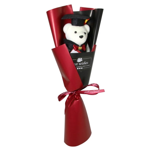Diceymbol Graduation Bear Plush Bouquet 13.8 Inch Dr. Bear with Foam Flowers & Detachable Cap, Perfect Gift for Graduates & Friends