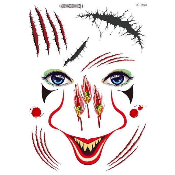 TUITOONM Halloween Horror Lip Stickers Realistic Fake Bloody Mouth Tattoos, Water-Activated Temporary Face Decals for Scary Costume Makeup