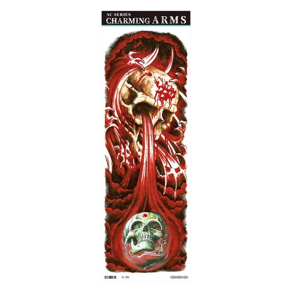 TUITOONM Halloween Horror Temporary Tattoos 11-Piece Skull & Rose Arm/Back Stickers, Waterproof Large Body Art for Parties & Costumes