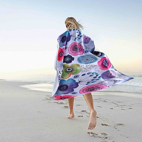TUITOONM Microfiber Beach Towel Super Colorful Print Sandproof Quick Dry Bath Towel Multipurpose Travel Blanket for Swimming Pool Camping, 28x60 Inch, 1 Pack
