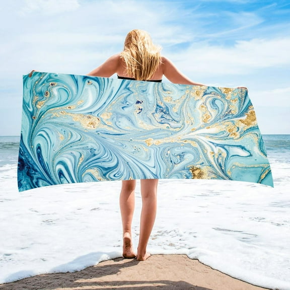 TUITOONM Microfiber Beach Towel Super Colorful Print Sandproof Quick Dry Bath Towel Multipurpose Travel Blanket for Swimming Pool Camping, 30x60 Inch, 1 Pack