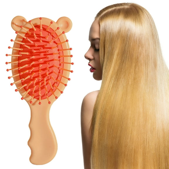 TUITOONM Mini Cat-Ear Hairbrush for Kids & Travel Detangling Soft Bristle Brush for All Hair Types, Cute & Portable 5.5"Knot Remover with Non-Slip Handle