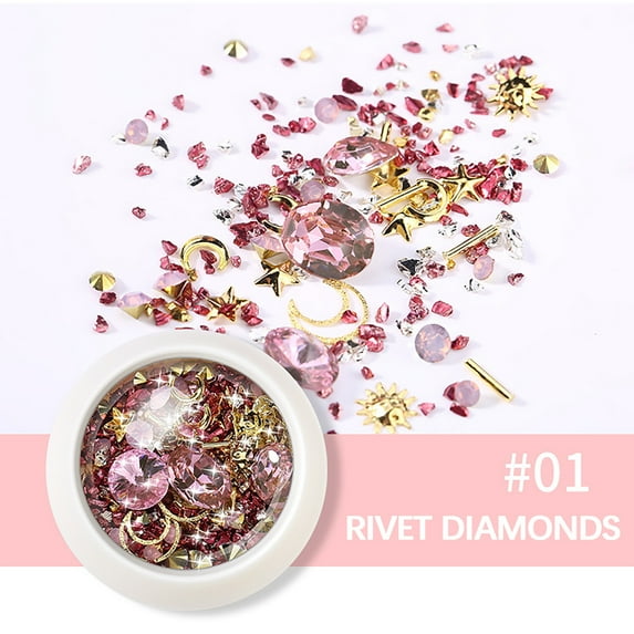 TUITOONM Nail Art Jewelry Rhinestone Stickers & Nail Drills Set DIY Manicure Kit for Nails, Phone Cases, Crafts Assorted Styles, Long-Lasting Sparkle
