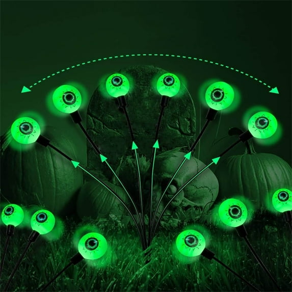 TUITOONM Pathway Markers Lights Outdoor Halloween Decorations Ghost Eyeball Light String Skeleton Hands Solar Festival Courtyard Outdoor Night Lights