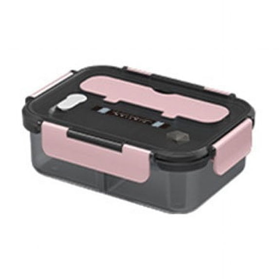 TUITOONM Pink 3-Compartment Large Capacity Bento Box with Locking Lids, PP Material Separated Food Storage Container with Cutlery Holder, Microwave-Safe Lunch Box for Meal Prep 50.72oz