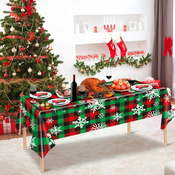 TUITOONM Print Tablecloth Merry Christmas Rectangle Table Cloth Winter Resistant Rustic Tablecloth for Holiday Party Dining