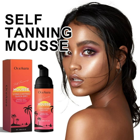 TUITOONM Self Tanning Mousse 60ml 2 fl oz Instant Bronze Foam for Men & Women, Buildable Natural-Looking Tan with Easy Glove Application