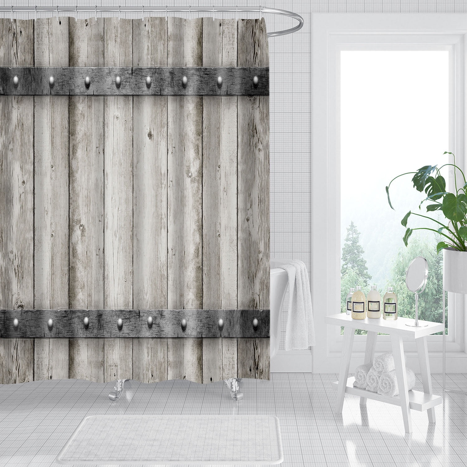 TUITOONM Shower Curtain Classical Waterproof Fabric Shower Curtain Soft ...