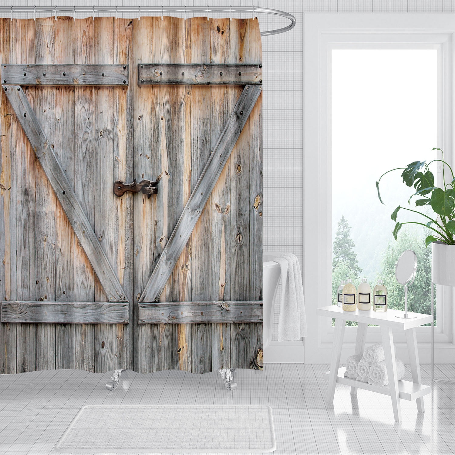 TUITOONM Shower Curtain Classical Waterproof Fabric Shower Curtain Soft ...