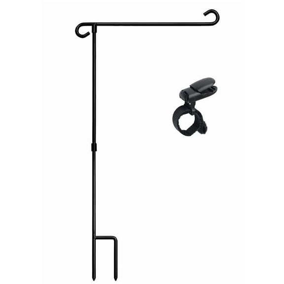 TUITOONM Sturdy Outdoor Garden Flag Holder with Ground Stake Universal Stand for Seasonal/Holiday Mini Flags Windproof Clip & Powder-Coated Iron Construction